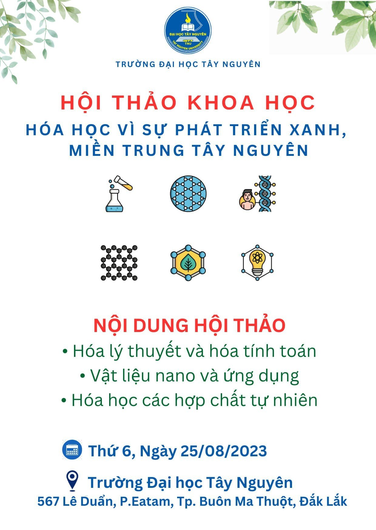 Hội Thảo Khoa Học: Hóa Học Vì Sự Phát Triển Xanh, Miền Trung Tây Nguyên